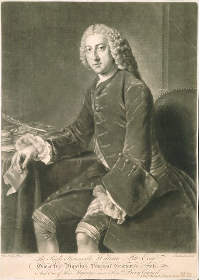 William Pitt, hoofdsecretaris van staat, gegraveerd door Richard Houston (1721-75) door William Hoare