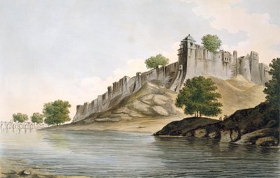 Een Uitzicht op het Fort van Ilionpoor aan de Oevers van de Rivier Goomty door William Hodges