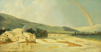 Otley Bridge aan de rivier de Wharfe door William Hodges