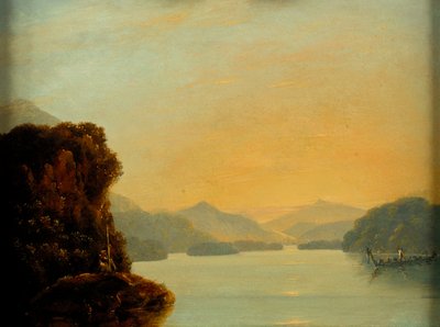 Uitzicht in Dusky Bay met een Maori kano door William Hodges