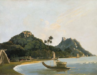 Uitzicht op een deel van Owharre haven, eiland Huahine door William Hodges