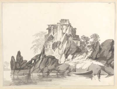 Gezicht op het eiland Jangerah [Jahangira] in de Ganges tegenover Sultanganj door William Hodges