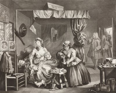 Het pad van een hoer, blad 3: De arrestatie. 1732 door William Hogarth