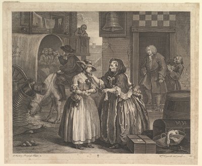A Harlots Progress, Plaat 1, april 1732 door William Hogarth