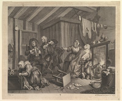 Een hoerenloopbaan, Plaat 5, april 1732 door William Hogarth