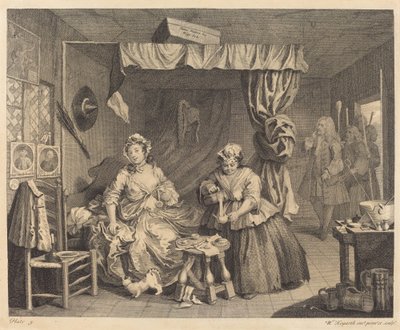 Het Hoerenleven: pl.3 door William Hogarth