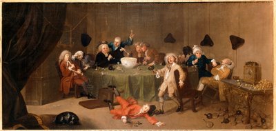 Een middernachtelijk modern gesprek ... (olieverf op doek) door William Hogarth
