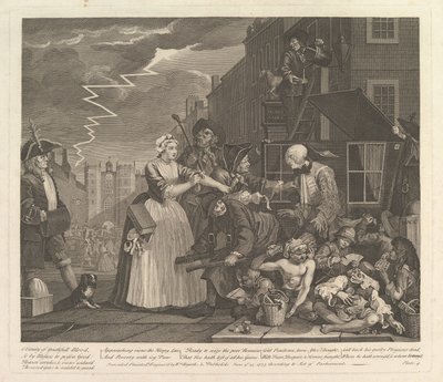 A Rakes Progress, Plaat 4, 25 juni 1735 door William Hogarth