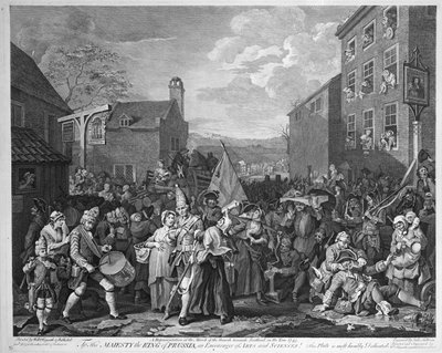 Een voorstelling van de mars van de bewakers naar Schotland in het jaar 1745, gepubliceerd 1750 door William Hogarth