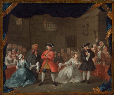 Een scène uit de bedelaarsopera door William Hogarth
