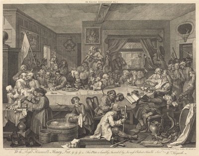 Een verkiezingsfeest door William Hogarth
