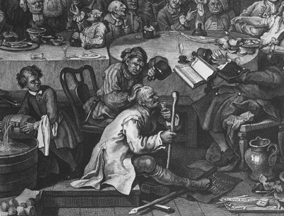 Een verkiezingsentertainment, 1755 (detail) door William Hogarth