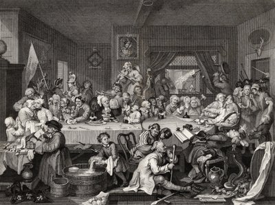 Een verkiezingsfeest, gegraveerd door T.E. Nicholson, uit 