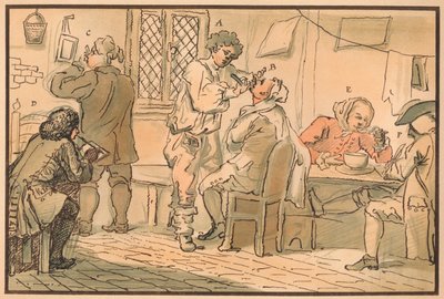 Ontbijtscène uit De Vijf Dagen Peregrinatie, 1732 door William Hogarth