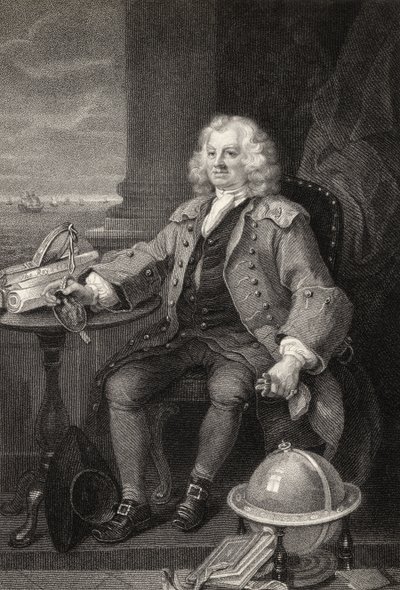Kapitein Thomas Coram, gegraveerd door Benjamin Holl, uit 
