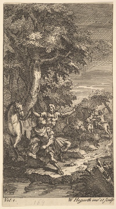 Cassandra, Frontispice, Vol. 1, 1725 door William Hogarth