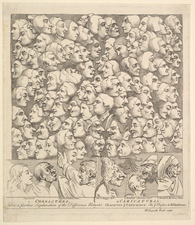 Karakters en Karikaturen, april 1743 door William Hogarth