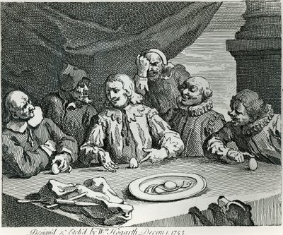Columbus breekt het ei, 1753 door William Hogarth