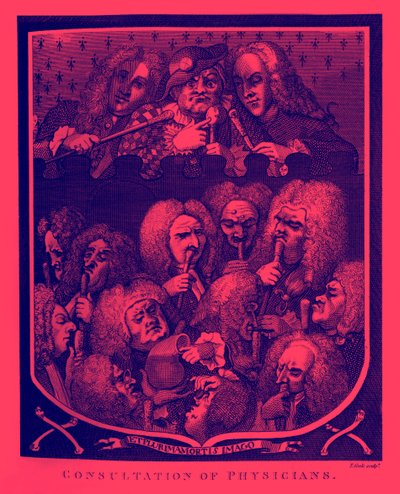 Consultatie van artsen door William Hogarth