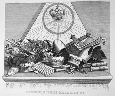 Kronen, Mijters, Knotsen, enz., 1754 door William Hogarth