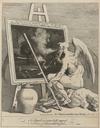 De tijdgod rookt een schilderij door William Hogarth