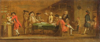Figuren in een taverne of koffiehuis, 1720s door William Hogarth