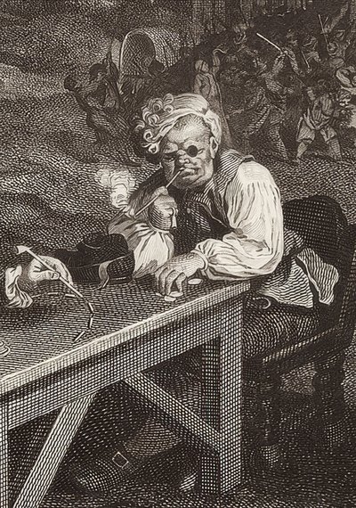 De parlementsverkiezingen. Blad 2: Stemmenwerving (detail) door William Hogarth