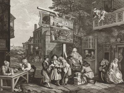 Vier prenten van een verkiezing. Blad 2: Stemmenwerving. 1757 door William Hogarth
