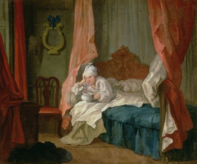 Francis Matthew Schutz in zijn bed, c.1755-60 door William Hogarth