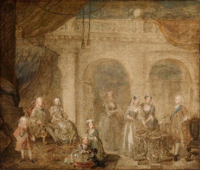 George II, koning van Engeland, en zijn familie door William Hogarth