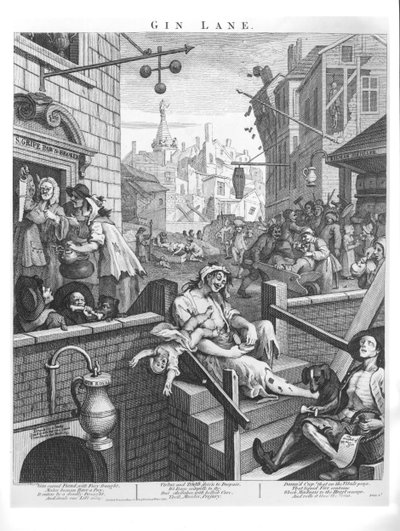 Gin Lane, 1751 door William Hogarth