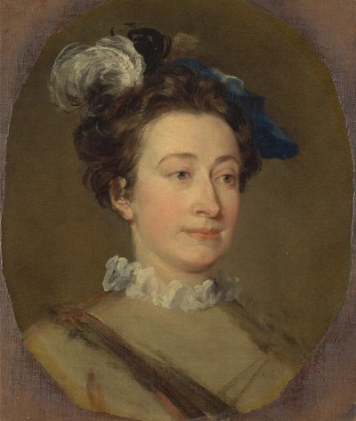 Meisje met een Gevederde Hoed, ca. 1740 door William Hogarth