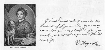 Handschrift en handtekening van William Hogarth, uit een brief aan Sir Richard Grosvenor over zijn opdracht voor een schilderij van Sigismunda, 13 juni 1757 door William Hogarth