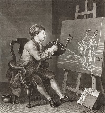 Hogarth schildert de komische muze door William Hogarth