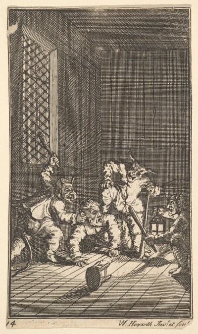 Hudibras Gecatechiseerd Zeventien Kleine Illustraties voor Samuel Butlers Hudibras, nr. 14 door William Hogarth