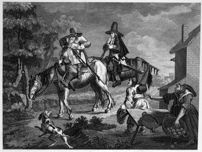 Hudibras trekt eropuit door William Hogarth