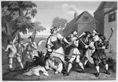 Hudibras De ridder onderwerpt zich aan Trulla door William Hogarth
