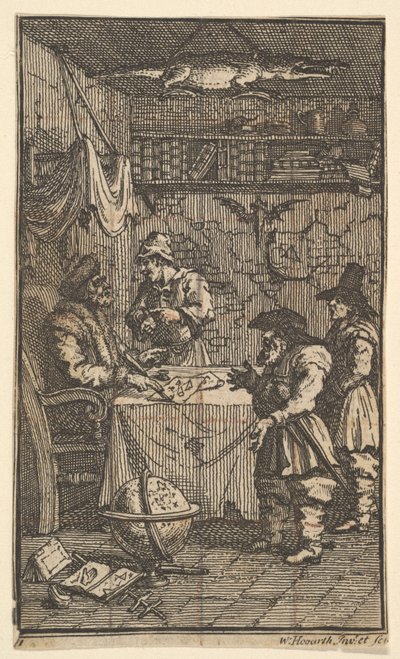 Hudibras Bezoekt Sidrophel Zeventien Kleine Illustraties voor Samuel Butlers Hudibras door William Hogarth