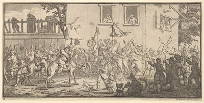 Hudibras en de Skimmington Zeventien Kleine Illustraties voor Samuel Butlers Hudibras door William Hogarth