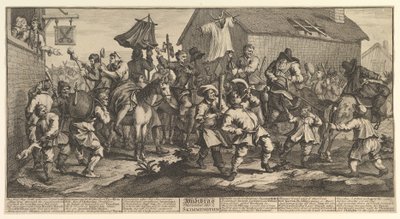 Hudibras en de Skimmington Twaalf grote illustraties voor Samuel Butlers H..., februari 1725-26 door William Hogarth