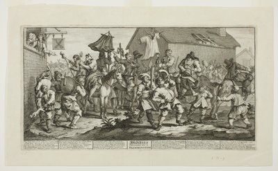 Hudibras en de Skimmington, plaat zeven van Hudibras door William Hogarth