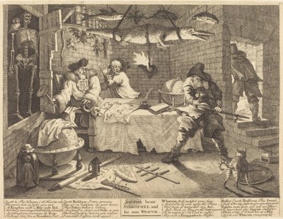 Hudibras verslaat Sidrophel en zijn man Whacum door William Hogarth