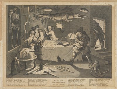 Hudibras slaat Sidrophel en zijn man Whacum door William Hogarth