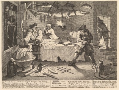 Hudibras slaat Sidrophel en zijn man Whacum door William Hogarth