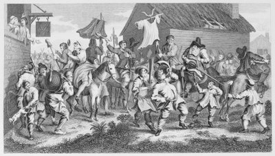 Hudibras ontmoet de Skimmington door William Hogarth