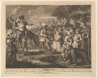 Hudibrass Eerste Avontuur Twaalf Grote Illustraties voor Samuel Butlers Hudibras, Pl..., 1725-68 door William Hogarth