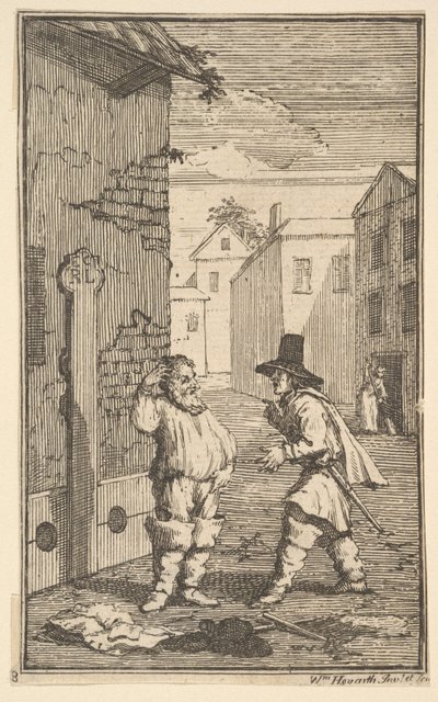 Hudubras en Ralpho discussiëren Zeventien kleine illustraties voor Samuel Butlers Hudibr..., 1721-26 door William Hogarth