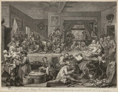Humors van een Verkiezing (Set van Vier) door William Hogarth