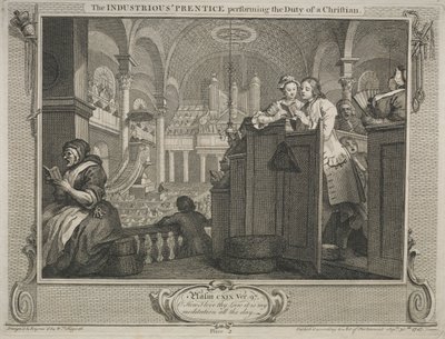Industrie en luiheid: De ijverige leerling die de plicht van een christen vervult door William Hogarth