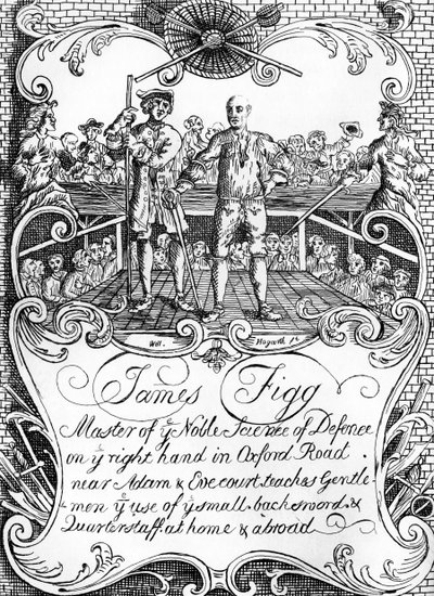 James Figg - advertentie, ca. 1729/30 door William Hogarth